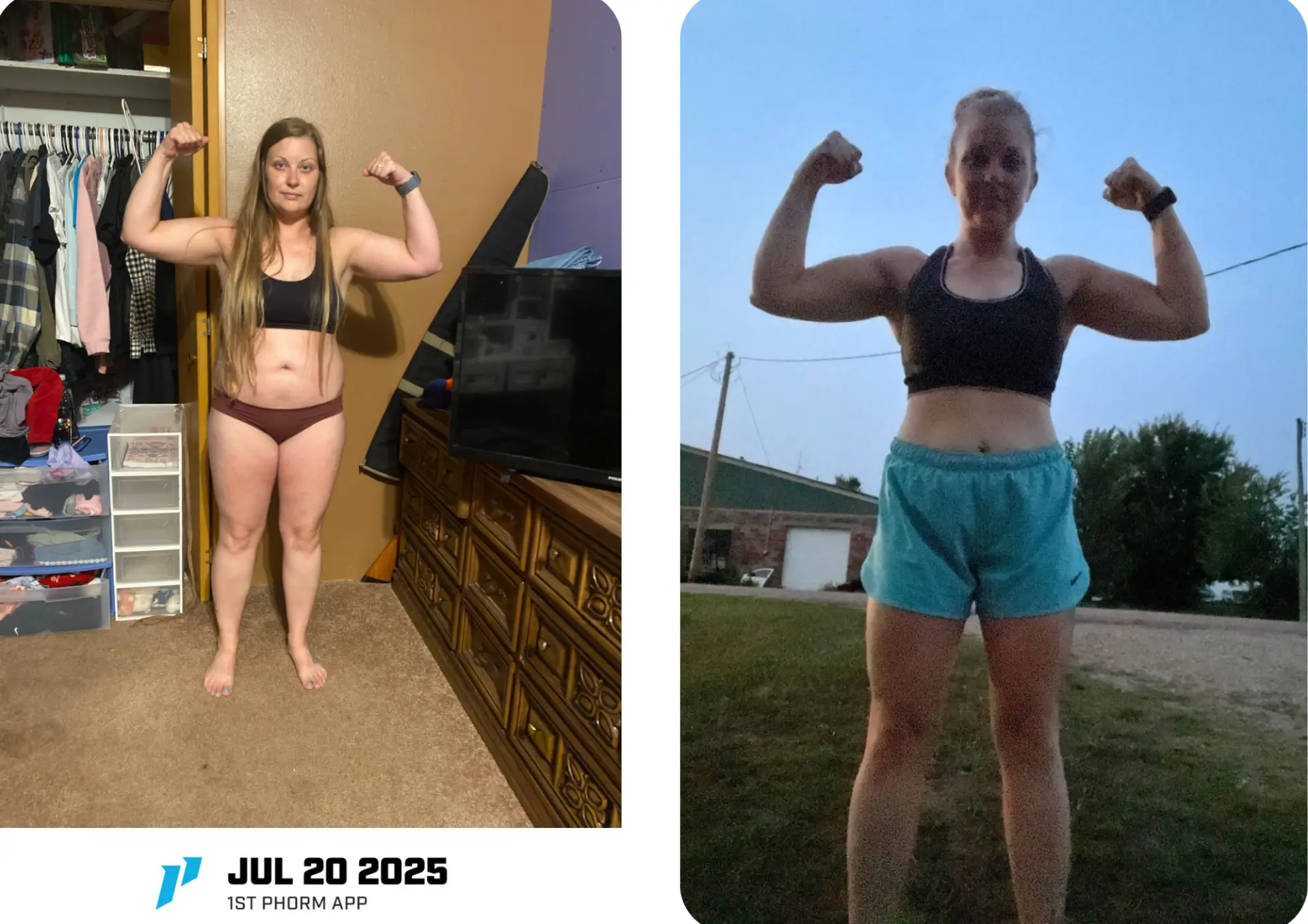 Courtney S. strength transformation, before and after